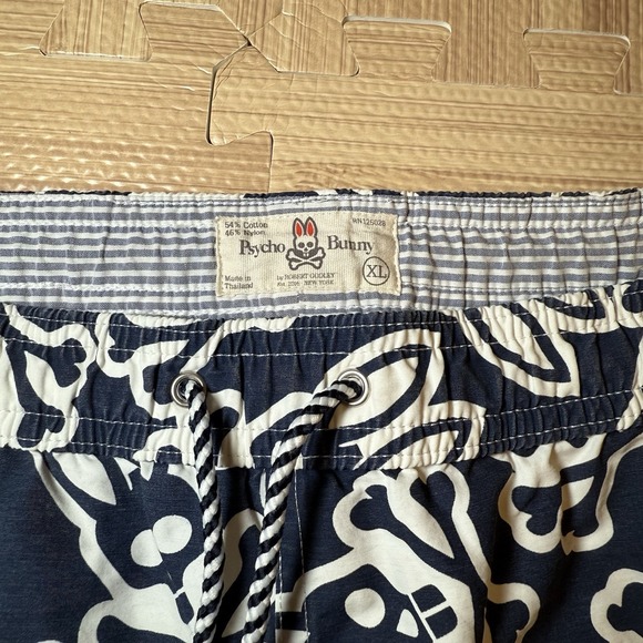 Psycho Bunny Blue Swim Trunk Shorts All-Over-Print Logo Size XL - Picture 4 of 12